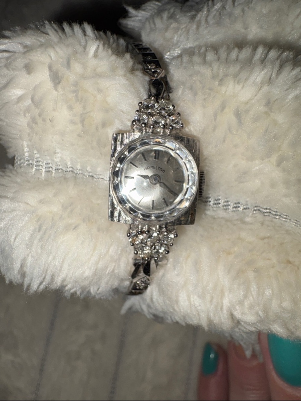 Vintage Hamilton Women's 14K Dress Watch with Crystal Accents